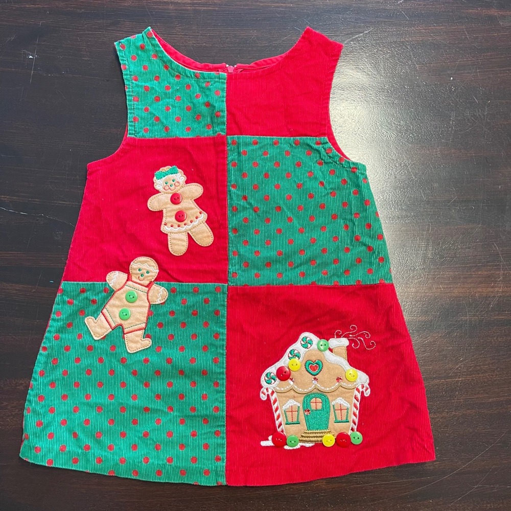 Vintage Rare‎ Editions Toddler Girls Christmas Gingerbread Corduroy Jumper Dress